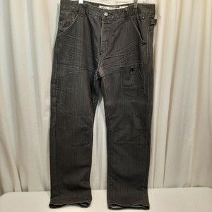 Aggravated Mentality Men's Black Jeans Big Pockets Distress Slim Straight 38/32